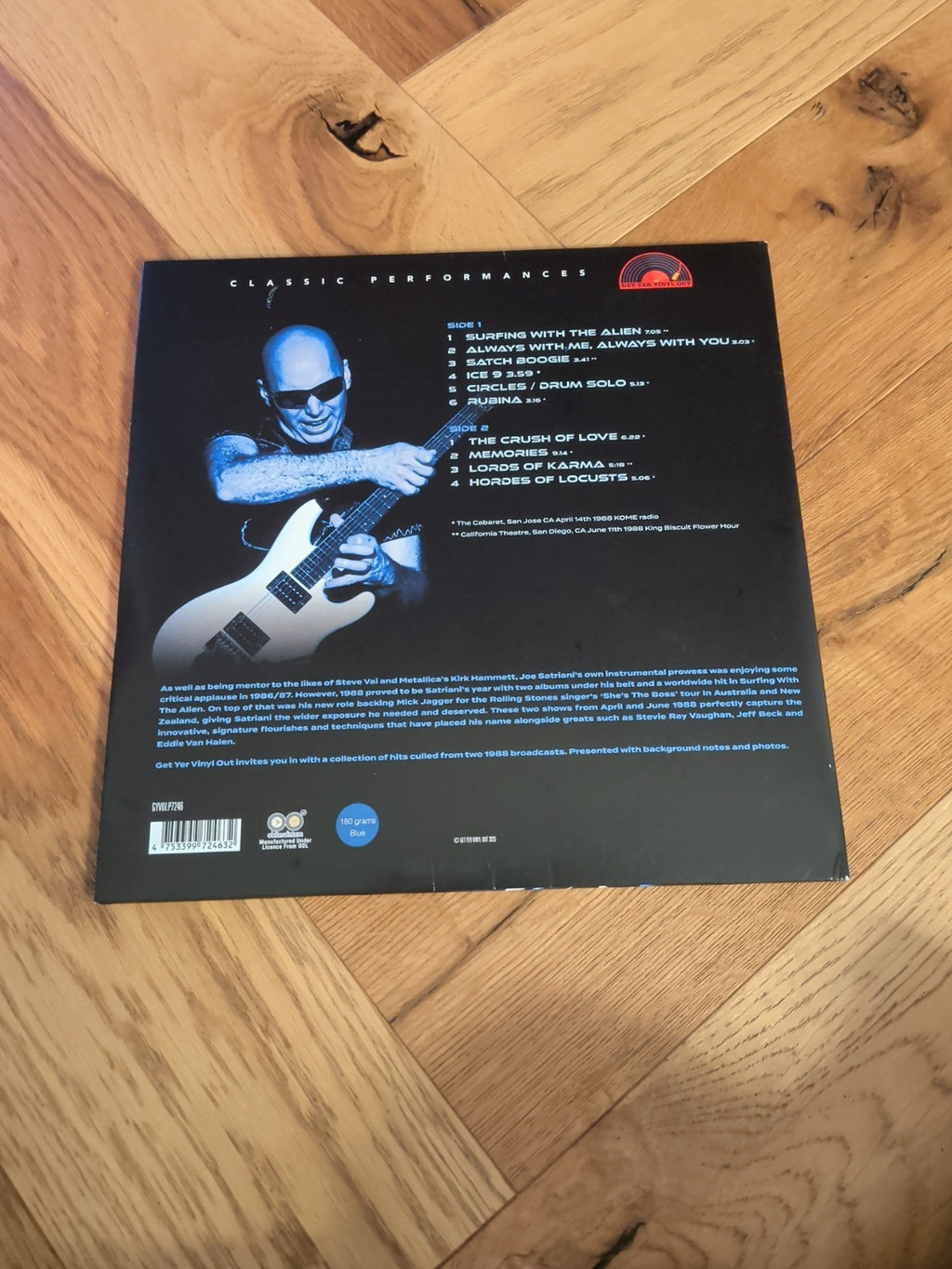 Joe Satriani Greatest Hits  Live VINYL 12" Album Blue  Coloured Vinyl LP 2025