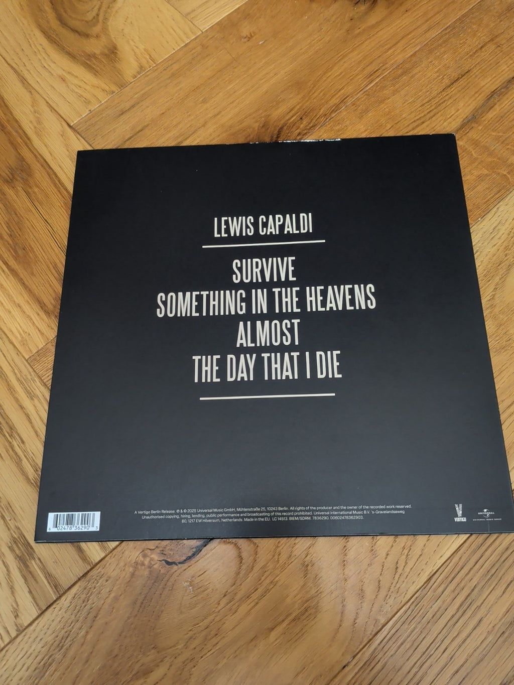 Lewis Capaldi Survive EP 12" vinyl Europe Vertigo Berlin 2025 limited clear