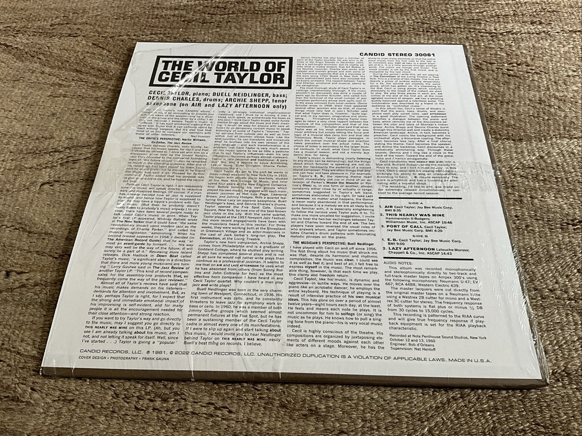 Cecil Taylor The World of Cecil Taylor (Vinyl) 12" Album 180g