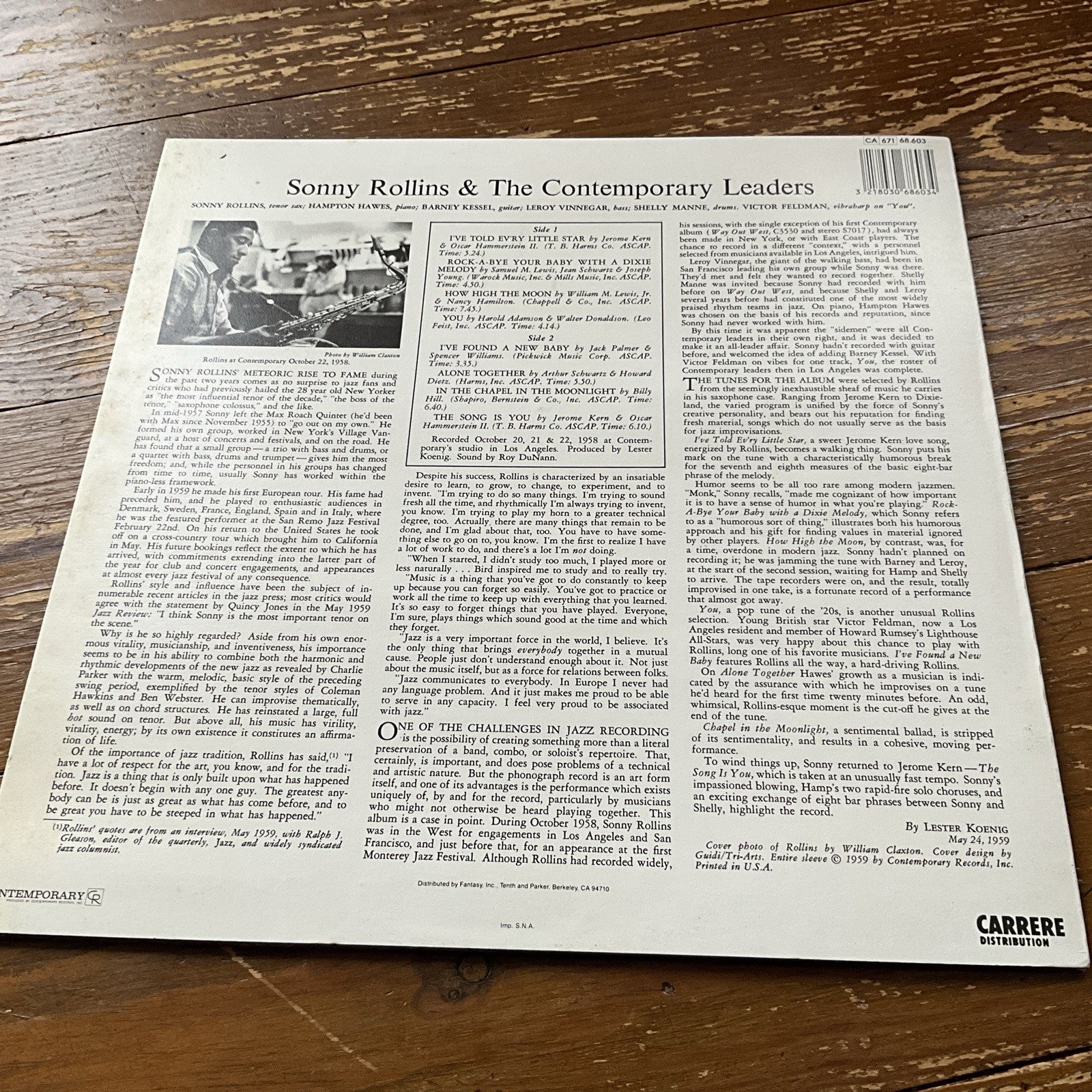 Sonny Rollins : Sonny Rollings and the Contemporary Leaders Vinyl 12" Album