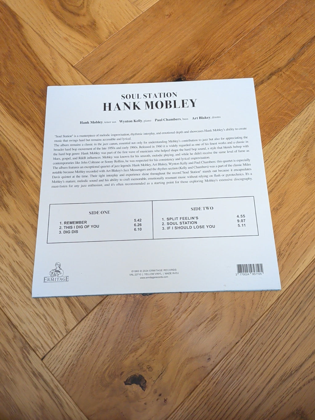 Hank Mobley Soul Station Vinyl 12" LP Album Yellow Coloured Vinyl Ltd Edition