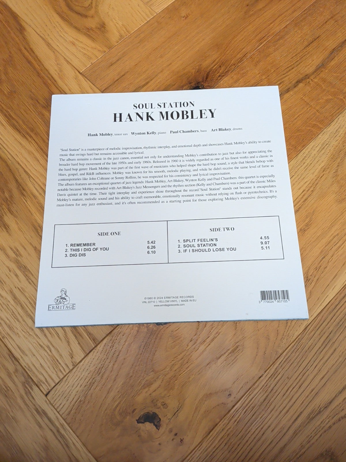 Hank Mobley Soul Station Vinyl 12" LP Album Yellow Coloured Vinyl Ltd Edition