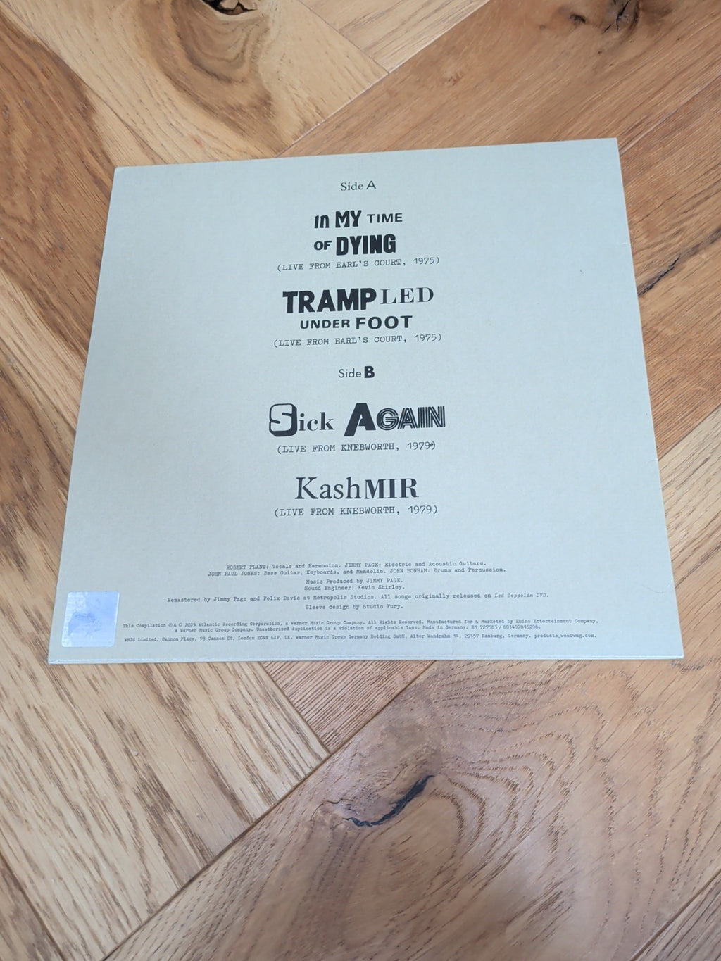 Led Zeppelin Live EP 12” Vinyl Black Vinyl Record