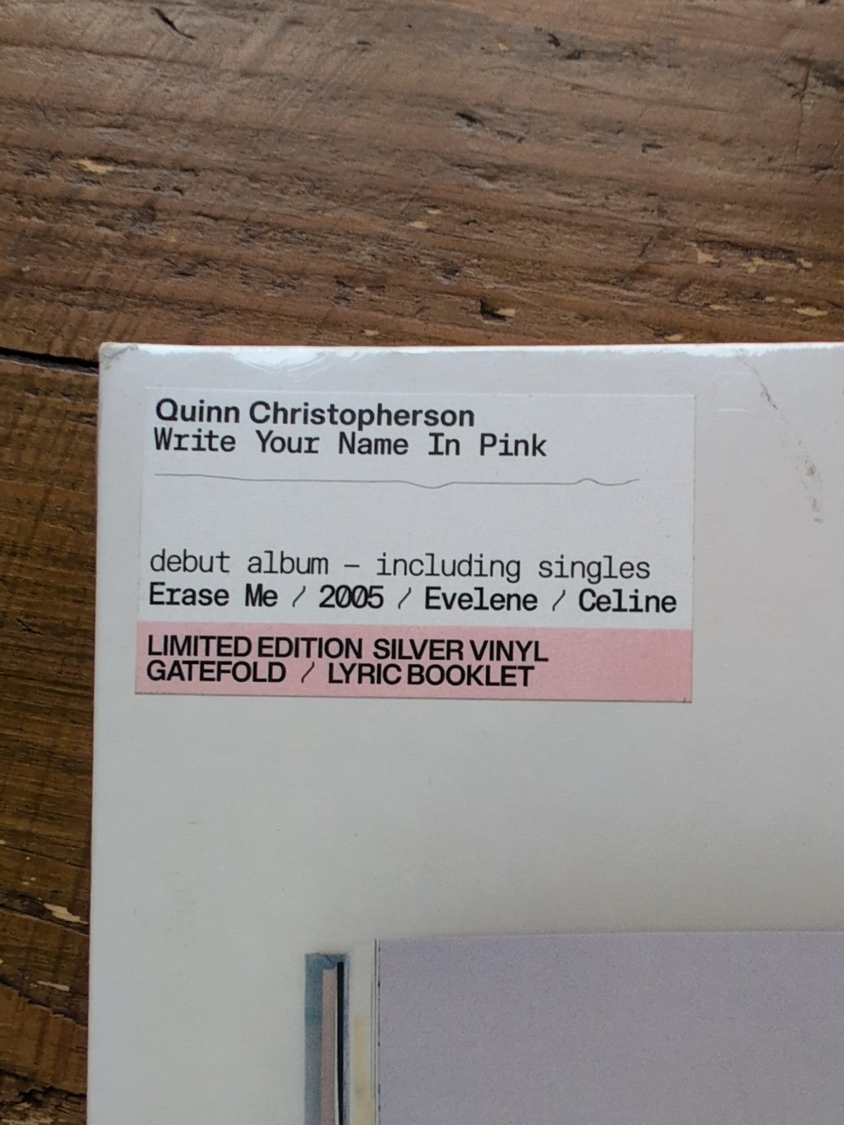 Write Your Name in Pink by Quinn Christopherson (Record, 2022) Limited Edition