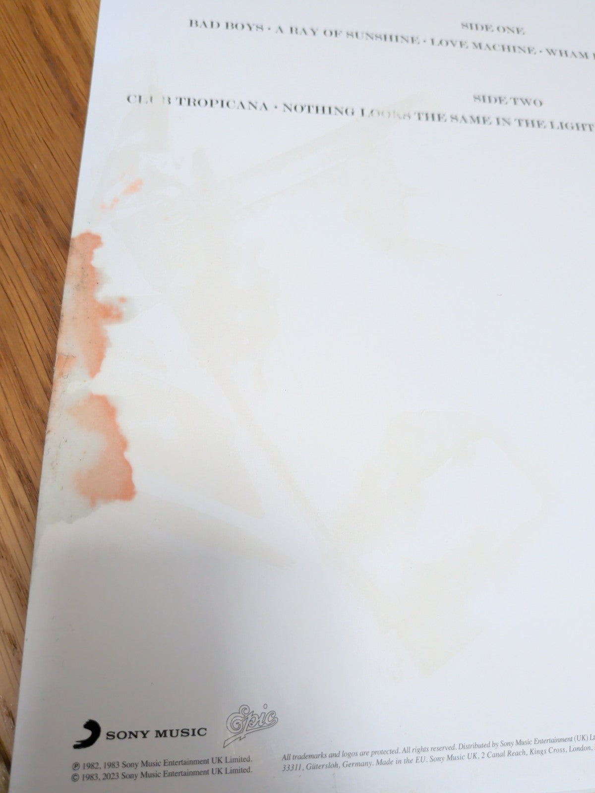 Wham!  Fantastic  Remastered Reissue  Vinyl LP - DAMAGE TO SLEEVE