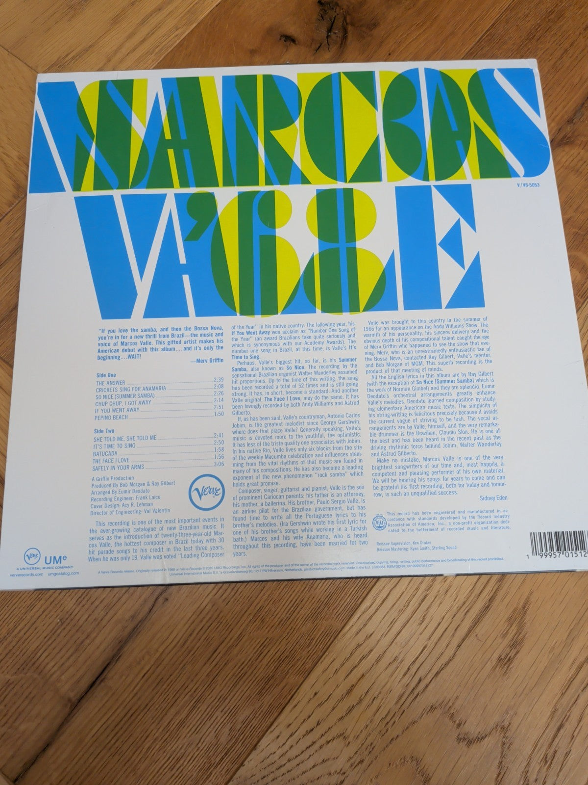 VALLE Marcos Samba '68 Verve Vault Series  limited 180 gram vinyl LP