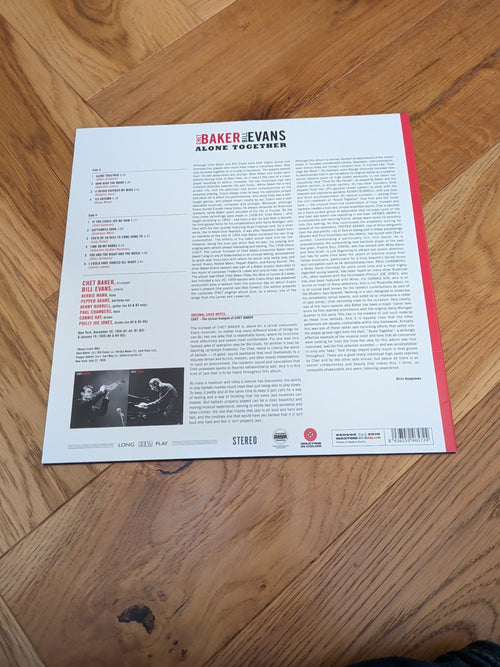 BAKER Chet BILL EVANS  Alone Together  Vinyl limited 180 gram red vinyl LP